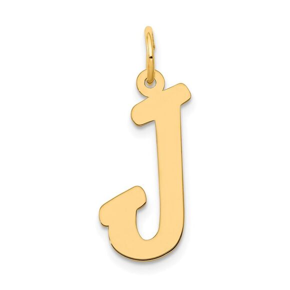 Kazi Luxury 14k Yellow Gold Large Script Letter J Initial Charm - Picture 1 of 3